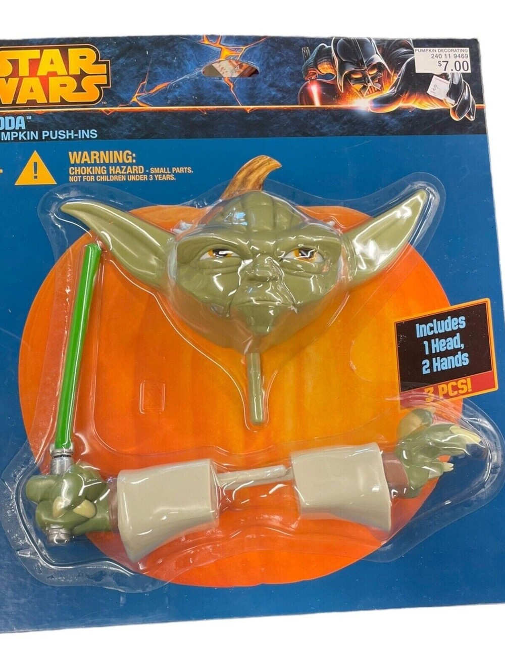 Star Wars Yoda Pumpkin Jack-o'-Lantern Push-Ins 3 PCS 2013 Gemmy Halloween NEW